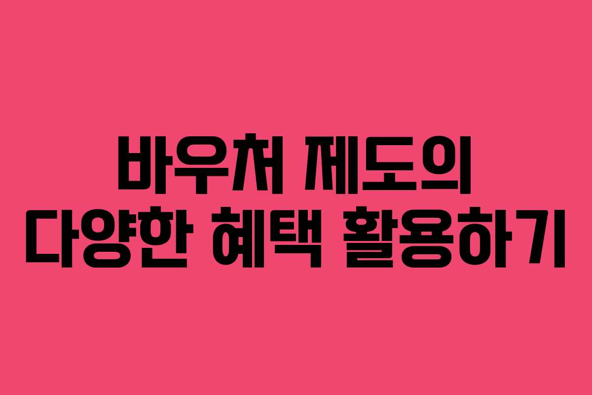 바우처 제도의 다양한 혜택 활용하기