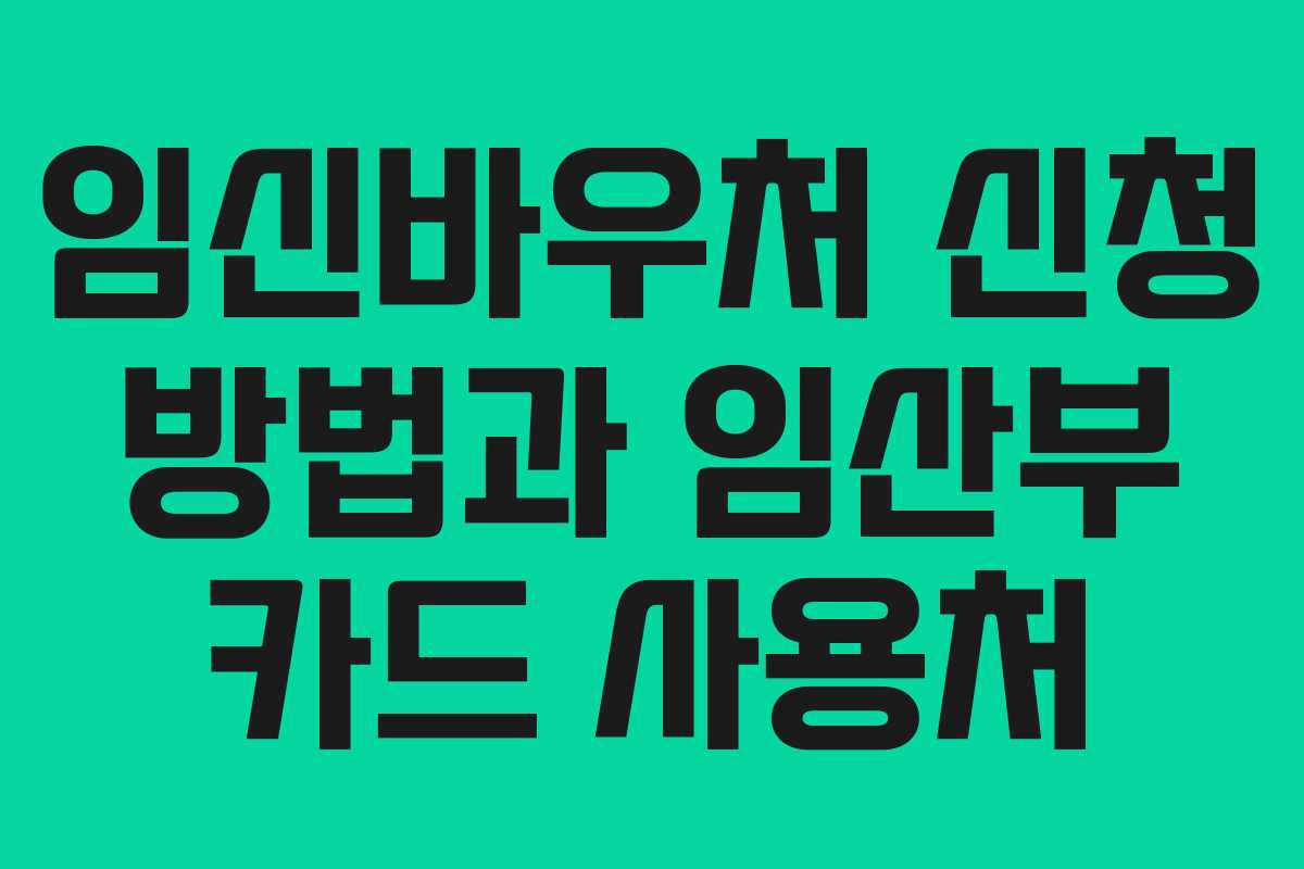임신바우처 신청 방법과 임산부 카드 사용처