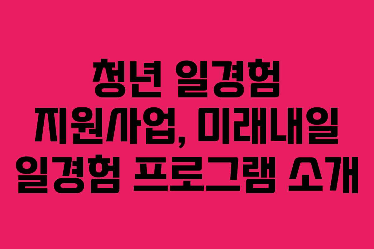청년 일경험 지원사업, 미래내일 일경험 프로그램 소개 청년 일경험 지원사업, 미래내일 일경험 프로그램 소개