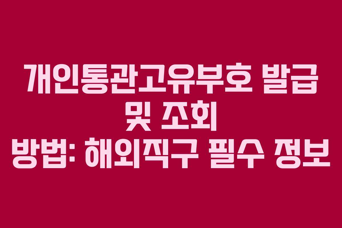 개인통관고유부호 발급 및 조회 방법: 해외직구 필수 정보 개인통관고유부호 발급 및 조회 방법: 해외직구 필수 정보
