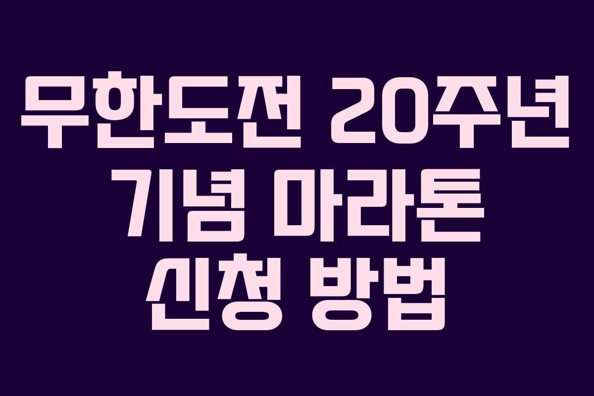 무한도전 20주년 기념 마라톤 신청 방법 무한도전 20주년 기념 마라톤 신청 방법