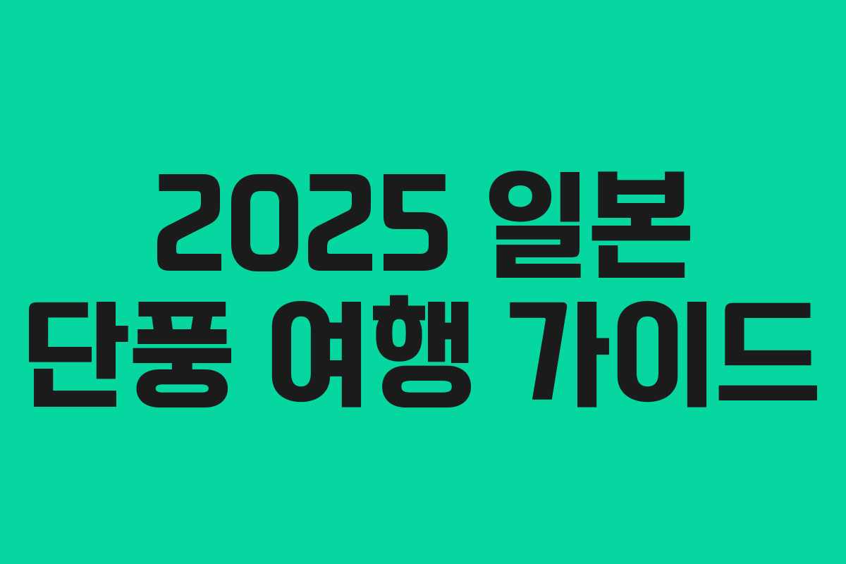 2025 일본 단풍 여행 가이드