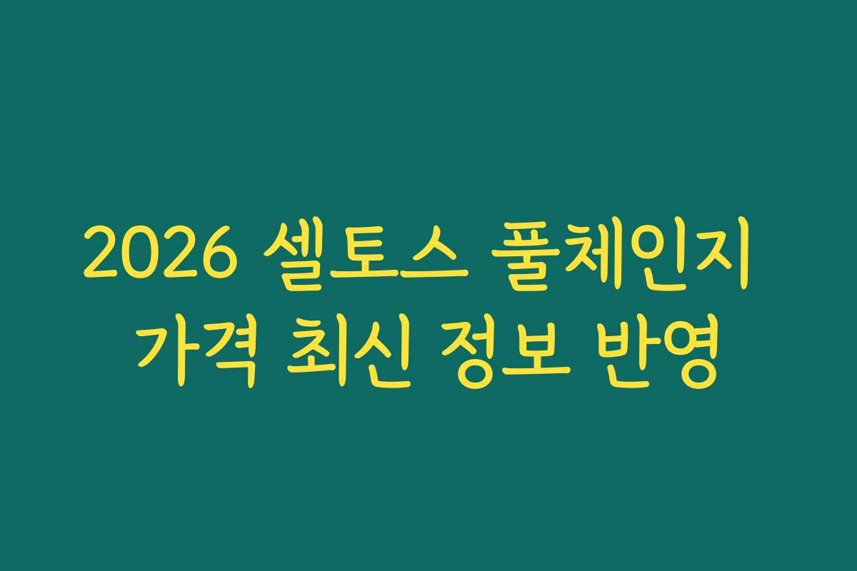2026 셀토스 풀체인지 가격 최신 정보 반영