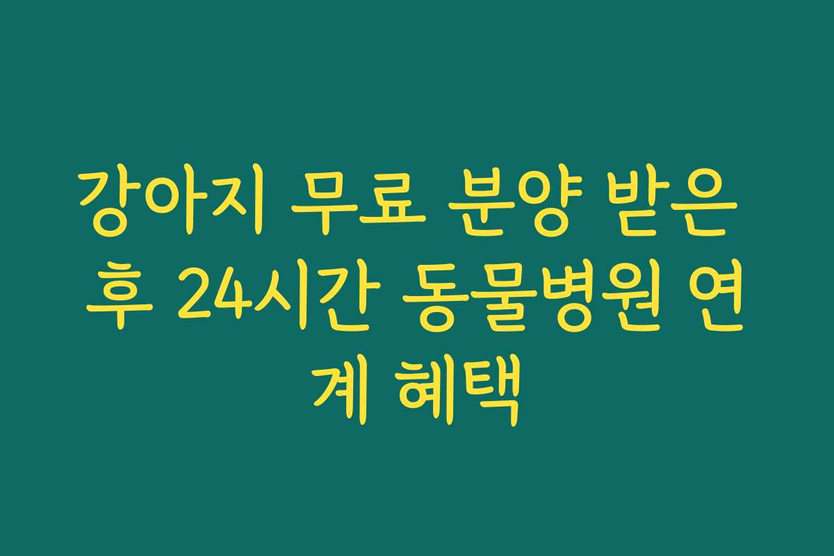 강아지 무료 분양 받은 후 24시간 동물병원 연계 혜택