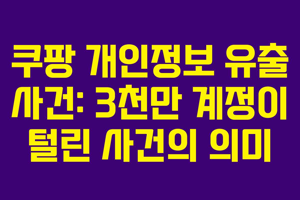 쿠팡 개인정보 유출 사건: 3천만 계정이 털린 사건의 의미 쿠팡 개인정보 유출 사건: 3천만 계정이 털린 사건의 의미