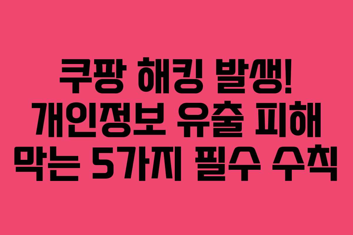 쿠팡 해킹 발생! 개인정보 유출 피해 막는 5가지 필수 수칙 쿠팡 해킹 발생! 개인정보 유출 피해 막는 5가지 필수 수칙