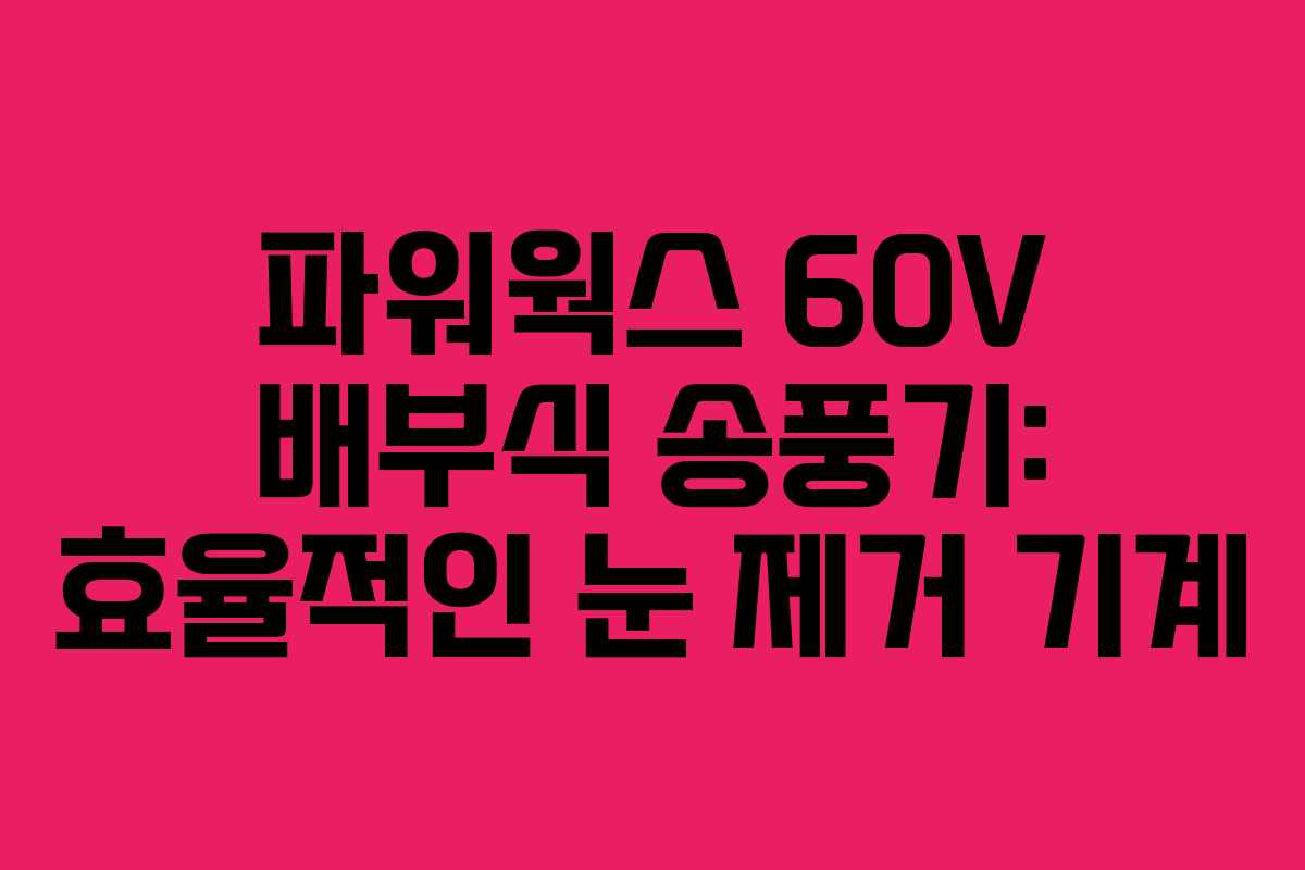 파워웍스 60V 배부식 송풍기: 효율적인 눈 제거 기계 파워웍스 60V 배부식 송풍기: 효율적인 눈 제거 기계