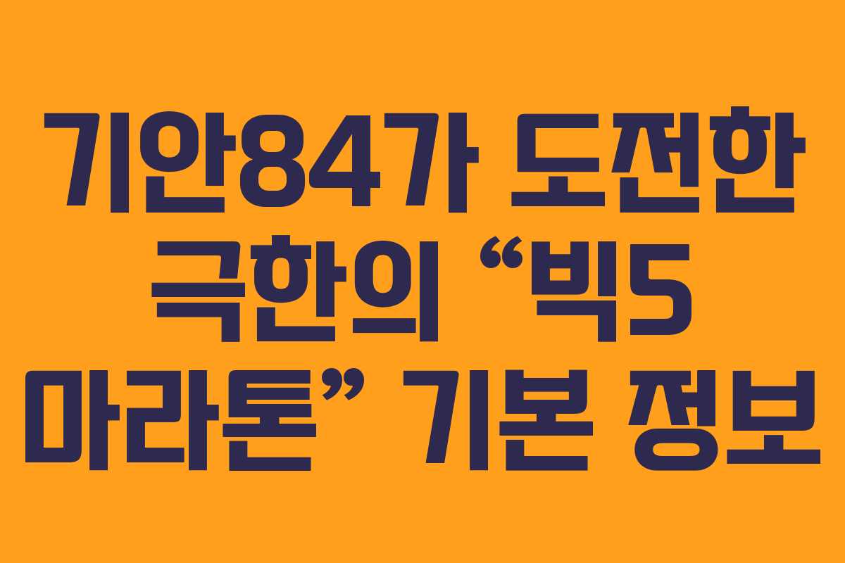 기안84가 도전한 극한의 “빅5 마라톤” 기본 정보