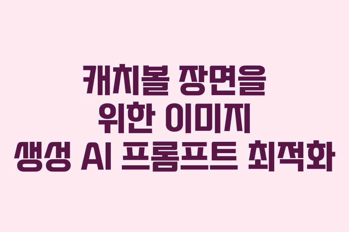 캐치볼 장면을 위한 이미지 생성 AI 프롬프트 최적화