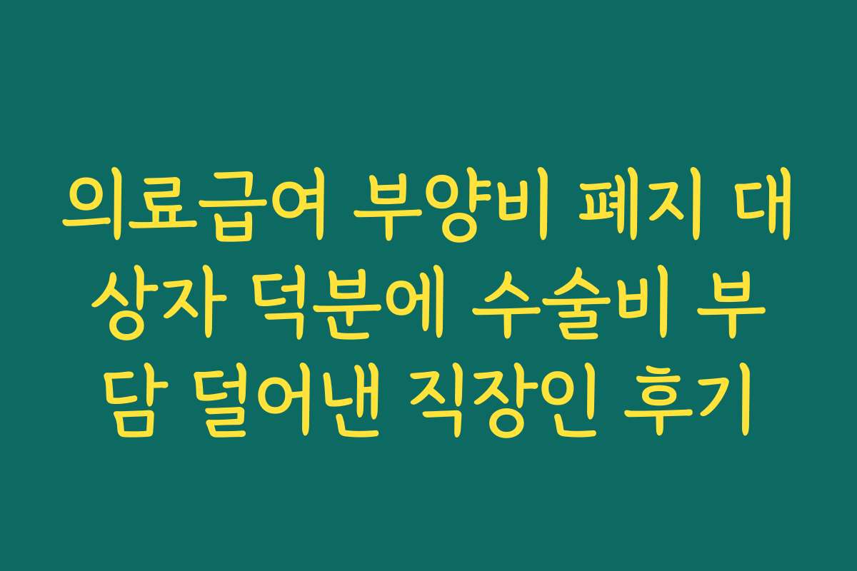 의료급여 부양비 폐지 대상자 덕분에 수술비 부담 덜어낸 직장인 후기