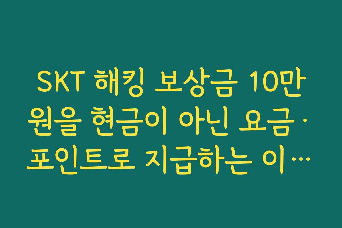 SKT 해킹 보상금 10만원을 현금이 아닌 요금·포인트로 지급하는 이유 분석 SKT 해킹 보상금 10만원을 현금이 아닌 요금·포인트로 지급하는 이유 분석
