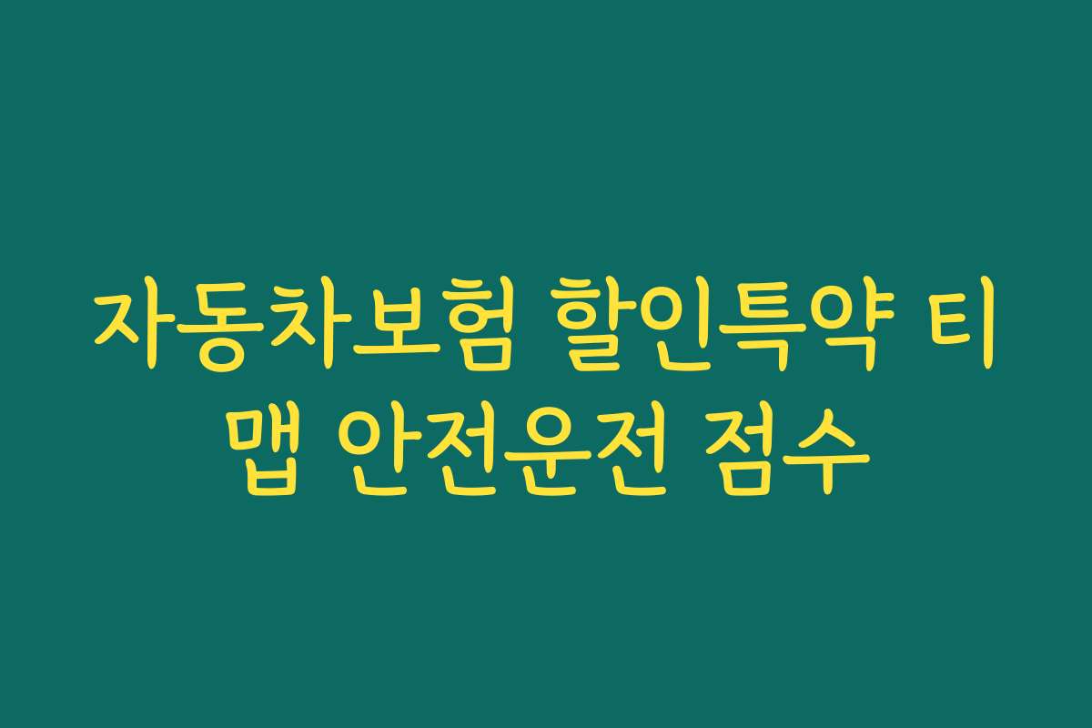 자동차보험 할인특약 티맵 안전운전 점수 자동차보험 할인특약 티맵 안전운전 점수