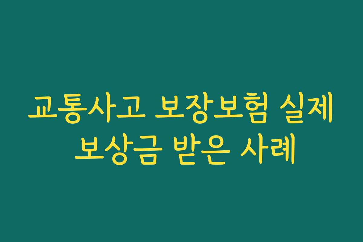 교통사고 보장보험 실제 보상금 받은 사례