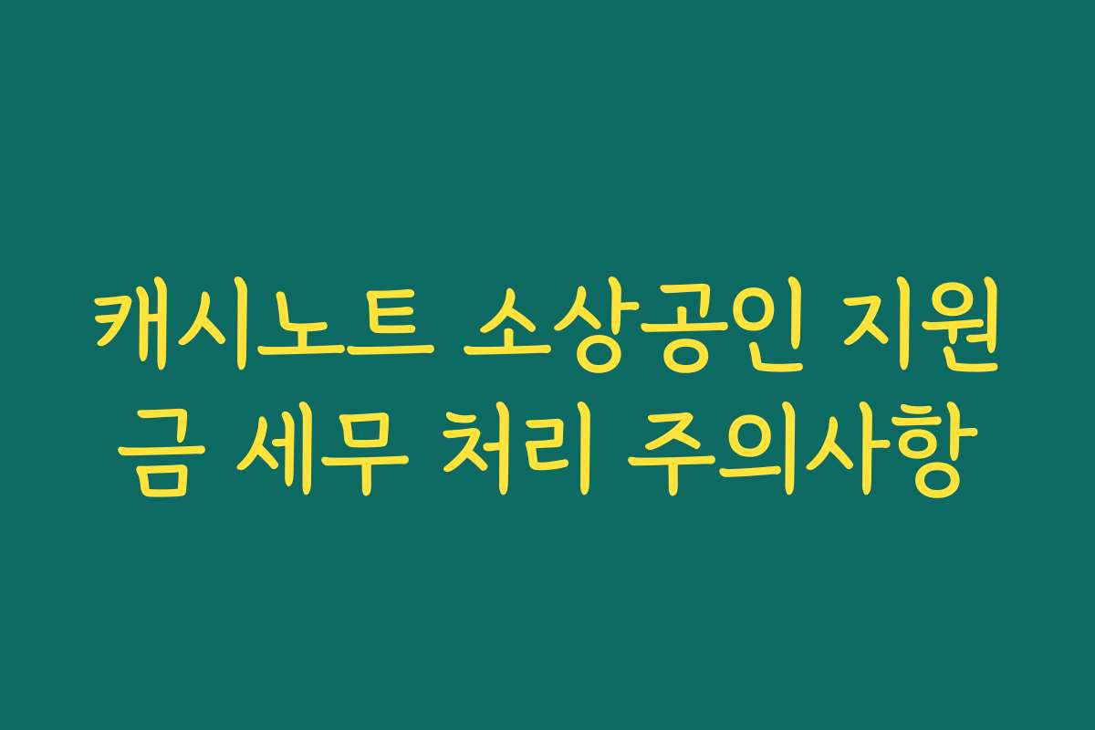 캐시노트 소상공인 지원금 세무 처리 주의사항