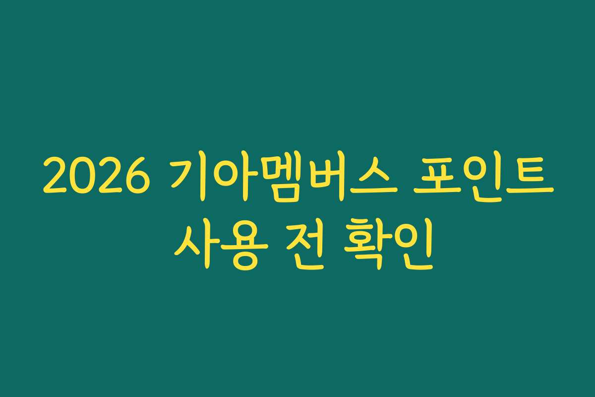 2026 기아멤버스 포인트 사용 전 확인
