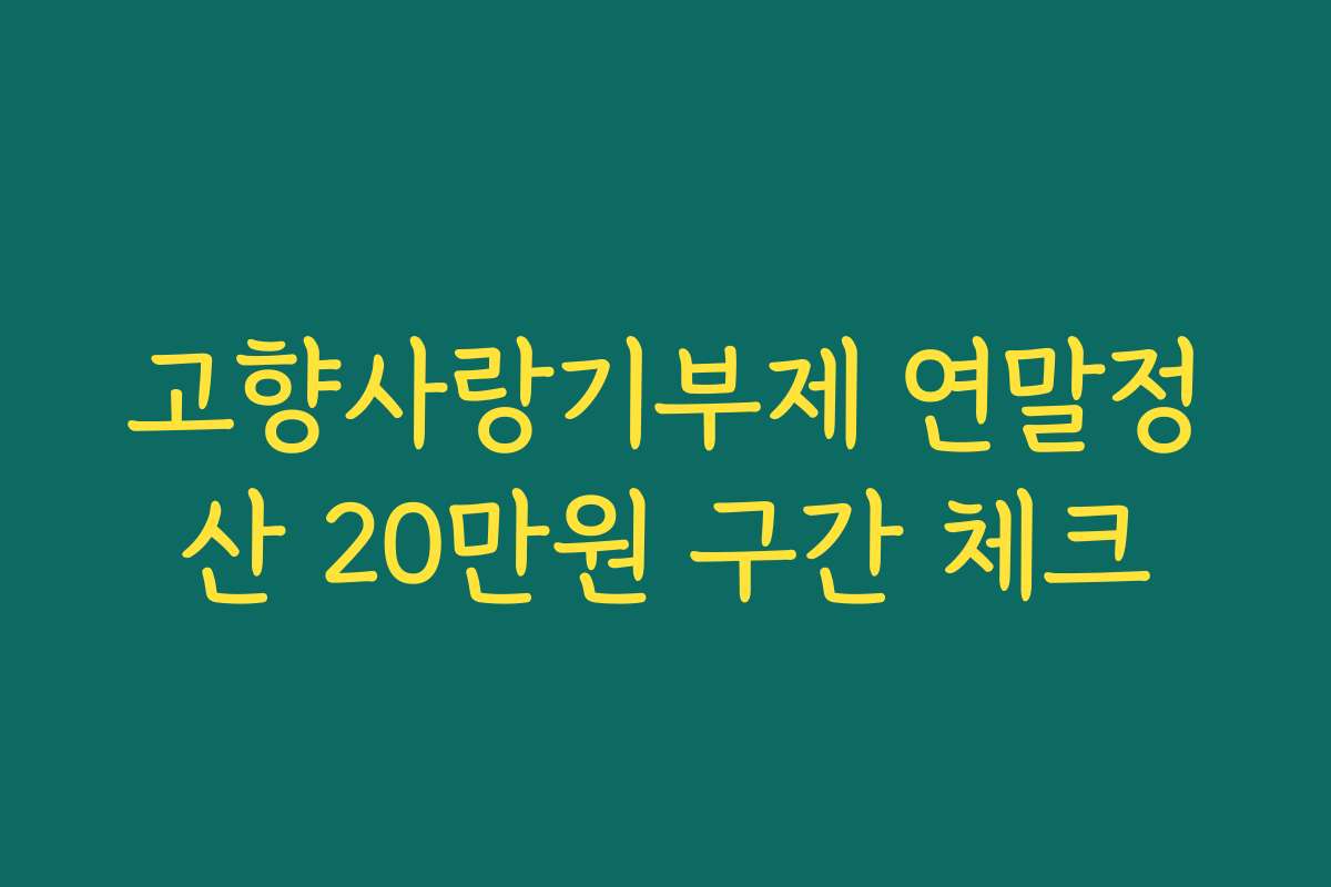 고향사랑기부제 연말정산 20만원 구간 체크