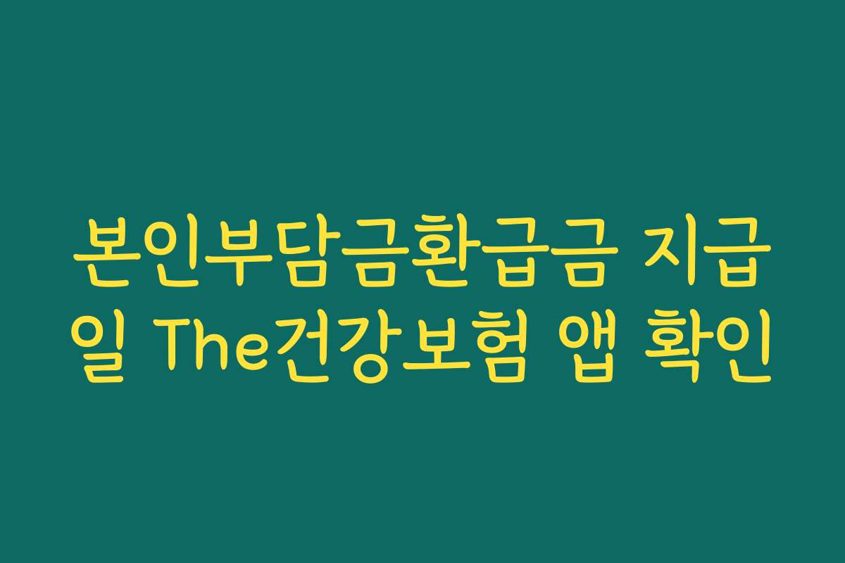 본인부담금환급금 지급일 The건강보험 앱 확인 본인부담금환급금 지급일 The건강보험 앱 확인