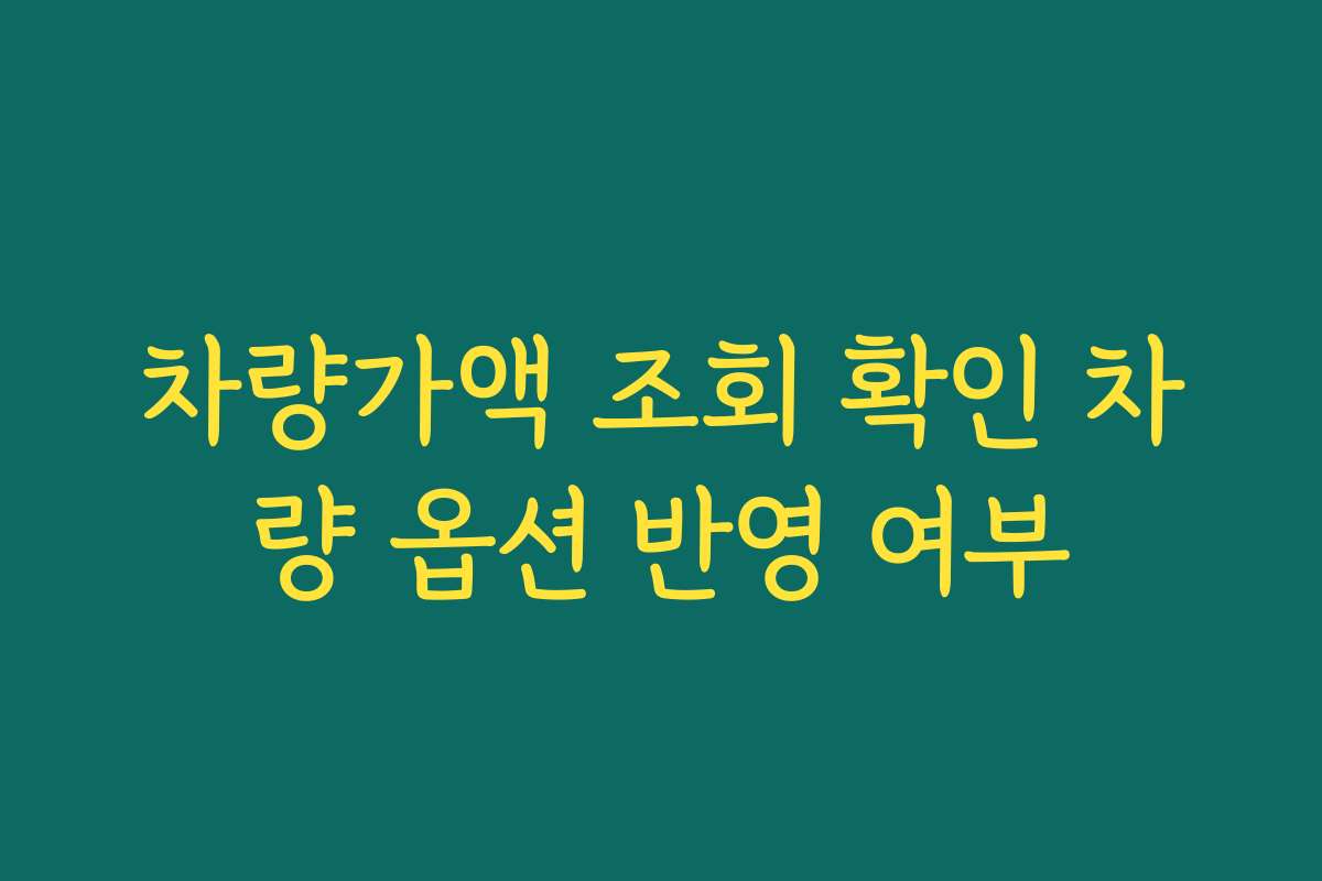 차량가액 조회 확인 차량 옵션 반영 여부 차량가액 조회 확인 차량 옵션 반영 여부