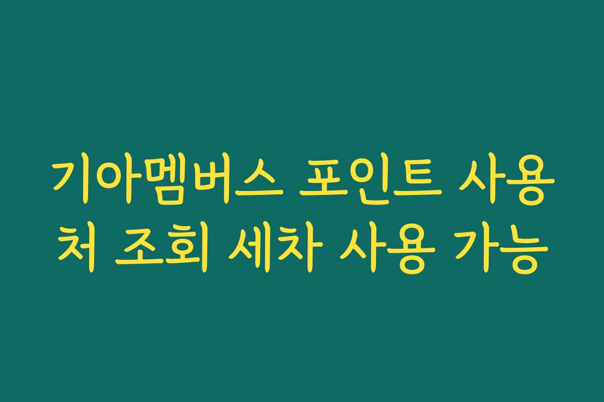 기아멤버스 포인트 사용처 조회 세차 사용 가능