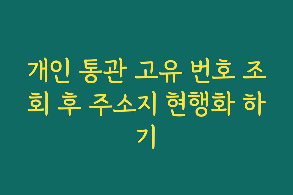 개인 통관 고유 번호 조회 후 주소지 현행화 하기