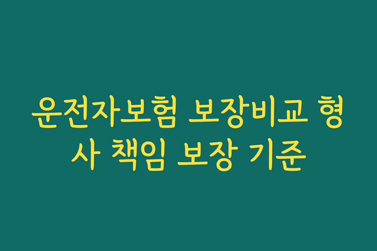 운전자보험 보장비교 형사 책임 보장 기준