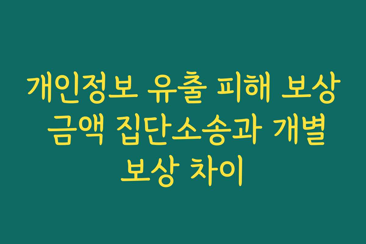 개인정보 유출 피해 보상 금액 집단소송과 개별보상 차이 개인정보 유출 피해 보상 금액 집단소송과 개별보상 차이