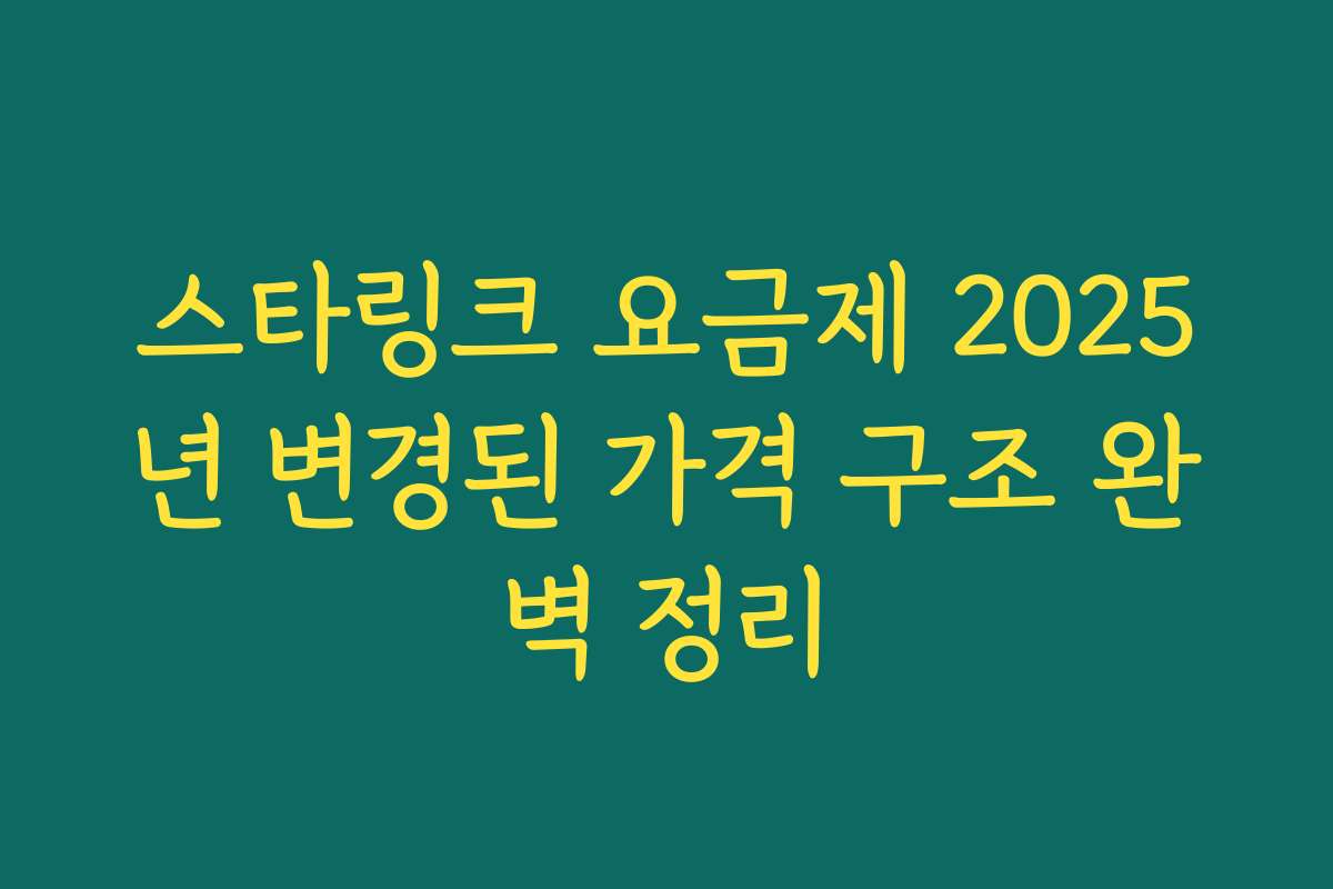 스타링크 요금제 2025년 변경된 가격 구조 완벽 정리