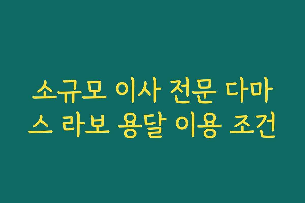 소규모 이사 전문 다마스 라보 용달 이용 조건