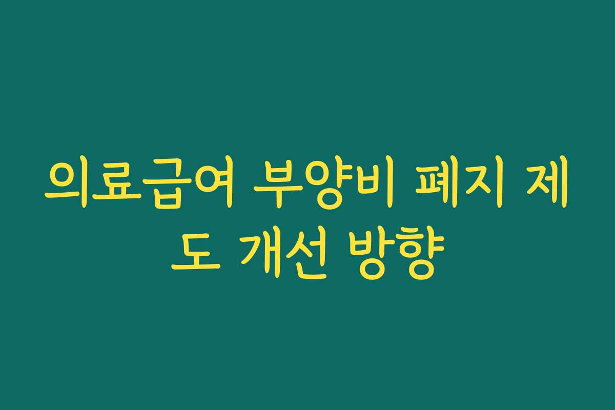 의료급여 부양비 폐지 제도 개선 방향 의료급여 부양비 폐지 제도 개선 방향