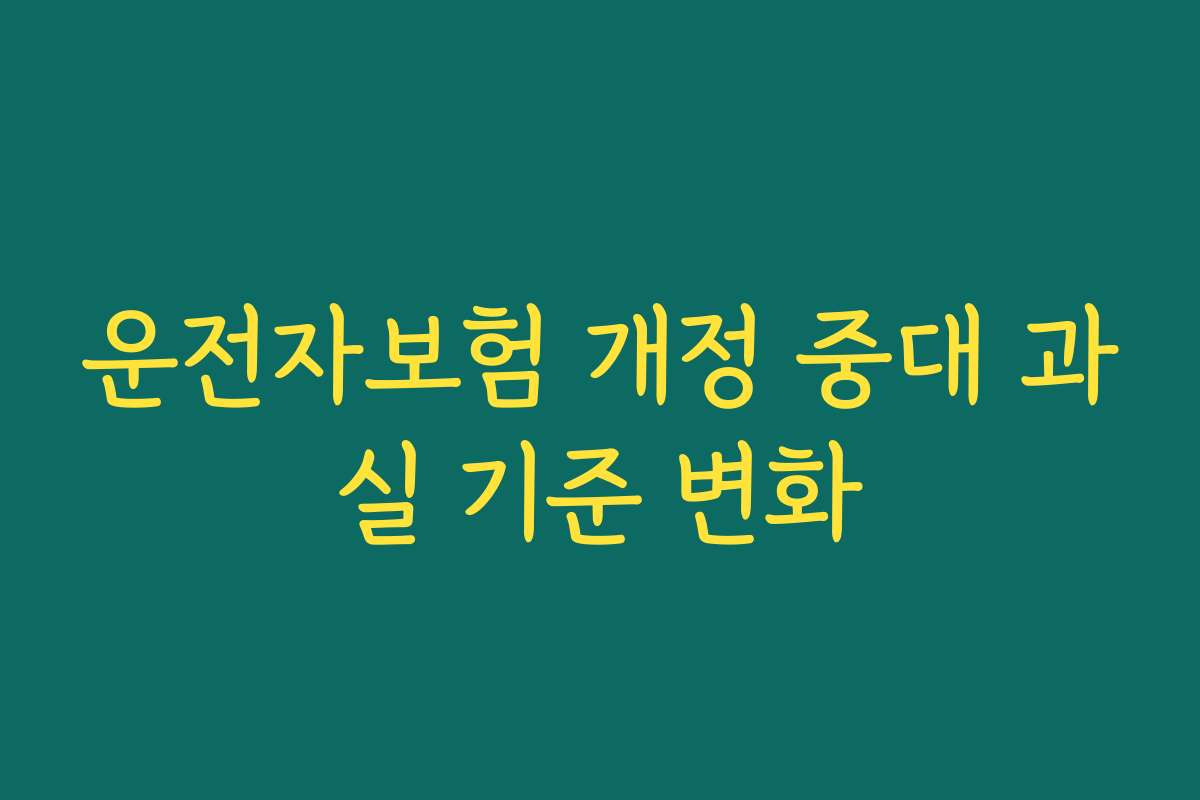 운전자보험 개정 중대 과실 기준 변화