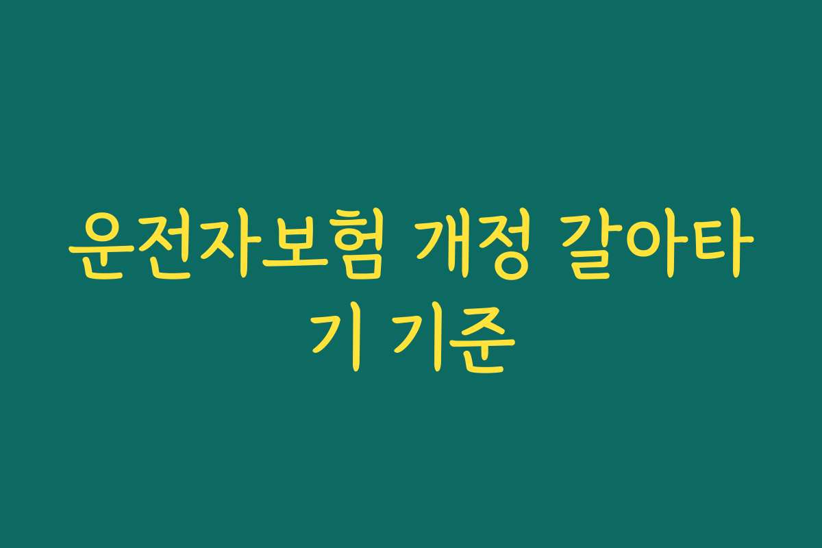 운전자보험 개정 갈아타기 기준