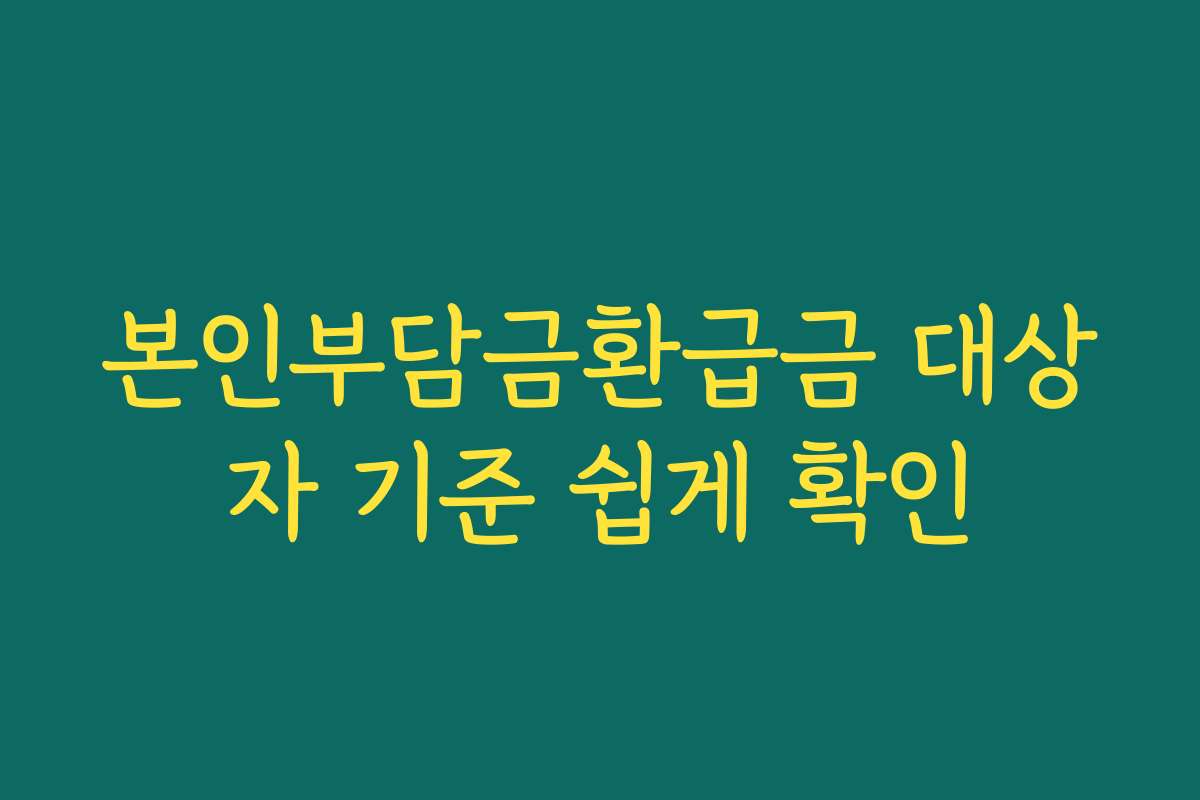본인부담금환급금 대상자 기준 쉽게 확인 본인부담금환급금 대상자 기준 쉽게 확인