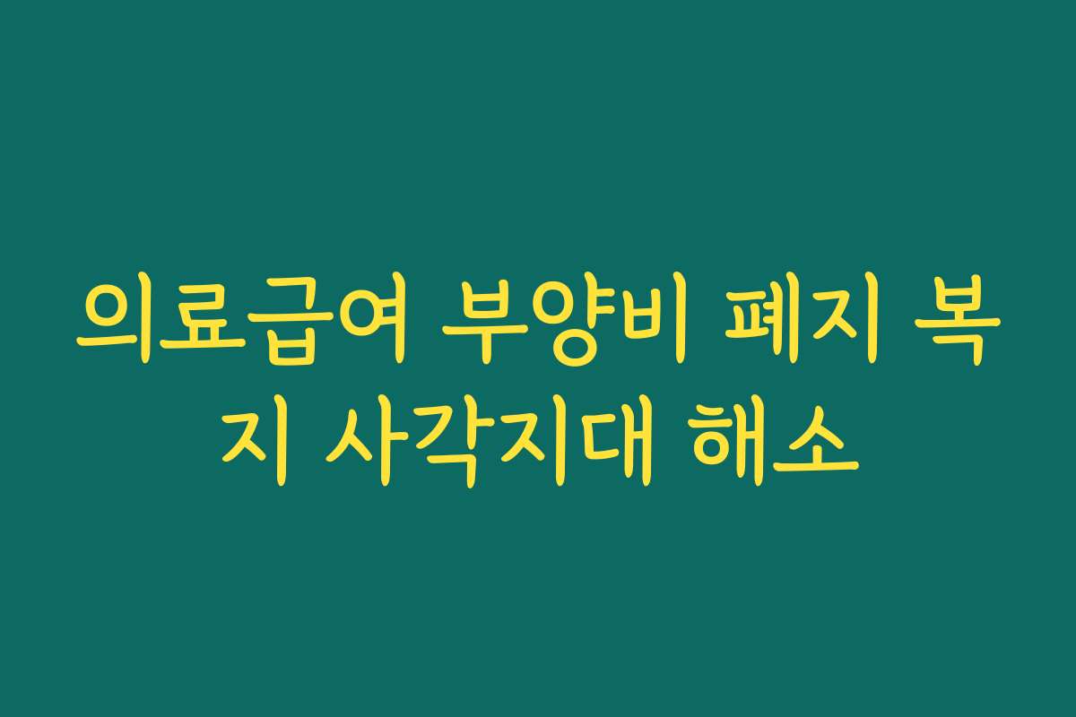 의료급여 부양비 폐지 복지 사각지대 해소