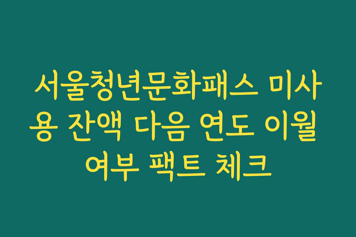 서울청년문화패스 미사용 잔액 다음 연도 이월 여부 팩트 체크