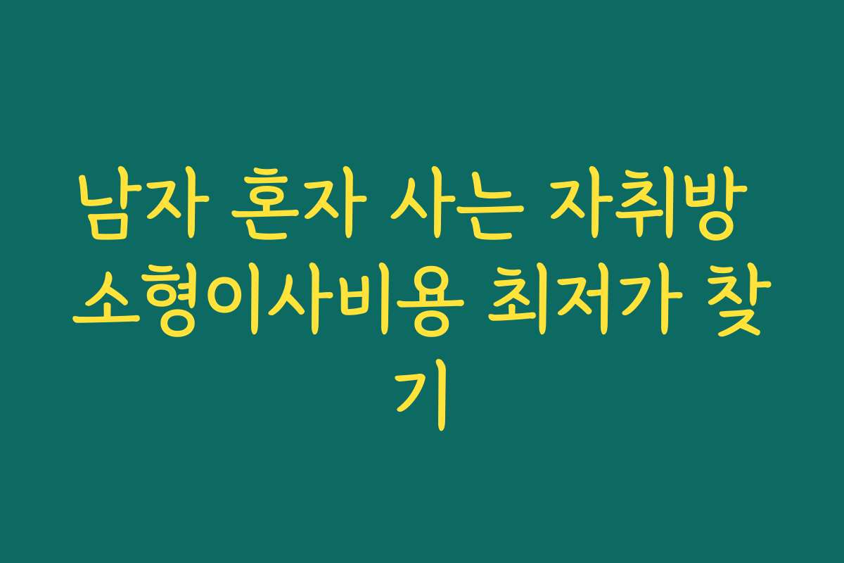 남자 혼자 사는 자취방 소형이사비용 최저가 찾기