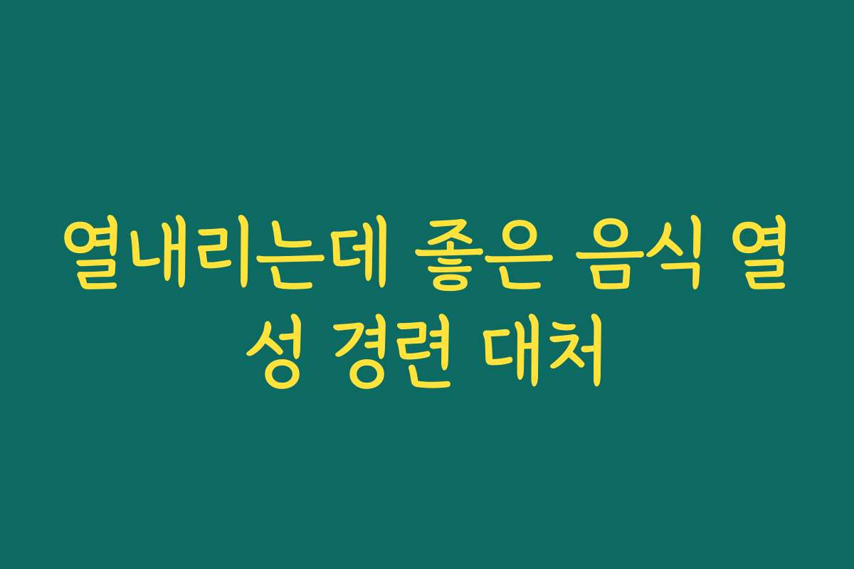 열내리는데 좋은 음식 열성 경련 대처 열내리는데 좋은 음식 열성 경련 대처