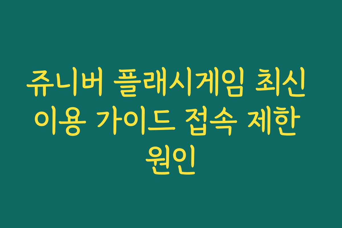 쥬니버 플래시게임 최신 이용 가이드 접속 제한 원인 쥬니버 플래시게임 최신 이용 가이드 접속 제한 원인