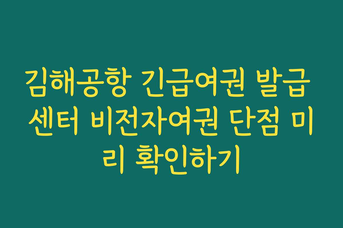 김해공항 긴급여권 발급 센터 비전자여권 단점 미리 확인하기