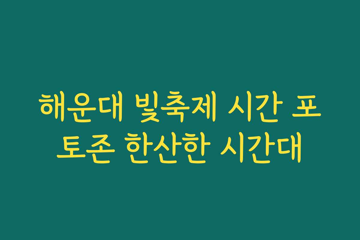 해운대 빛축제 시간 포토존 한산한 시간대