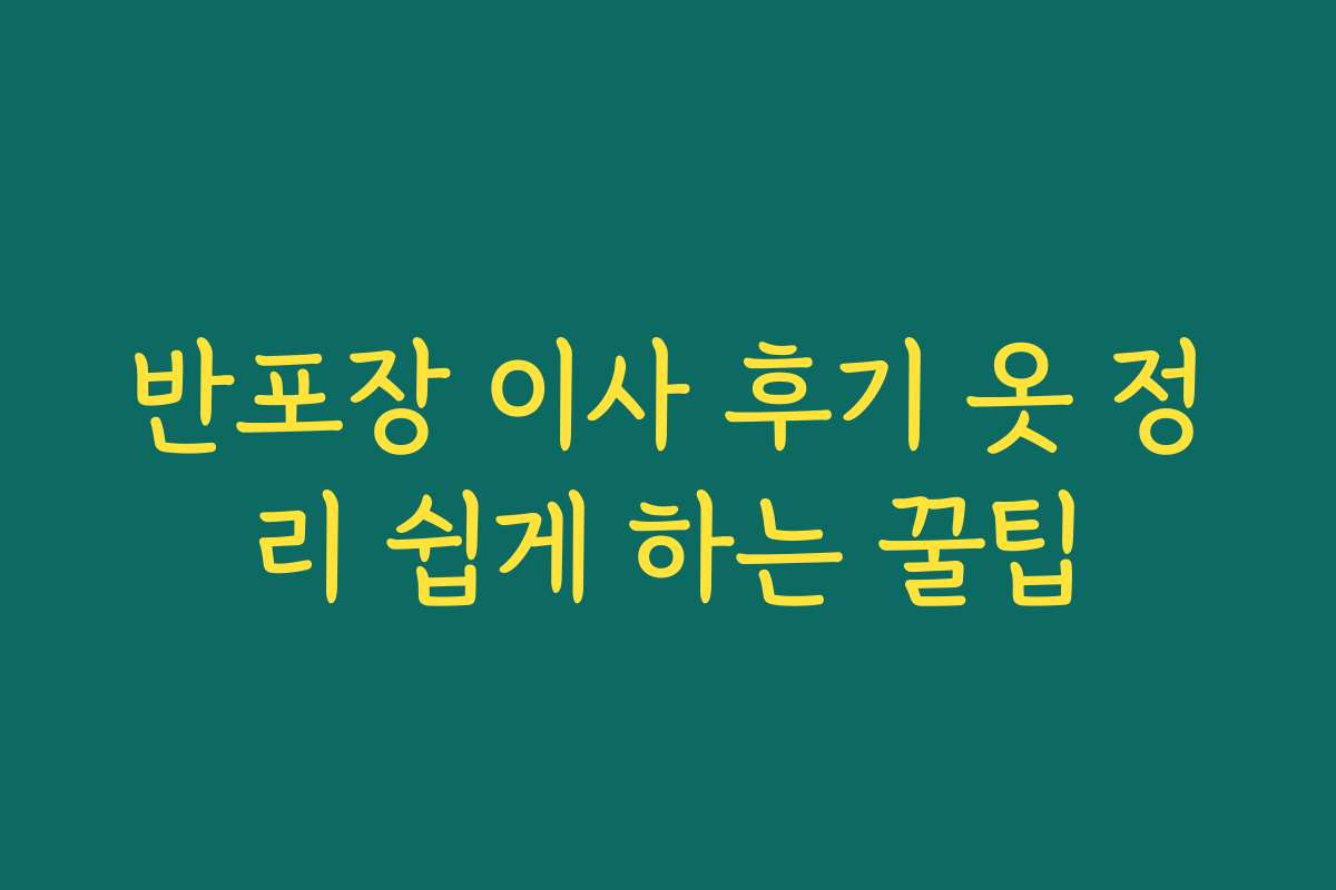 반포장 이사 후기 옷 정리 쉽게 하는 꿀팁
