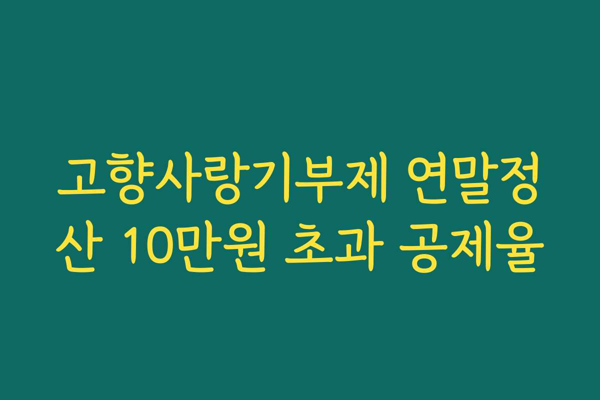 고향사랑기부제 연말정산 10만원 초과 공제율