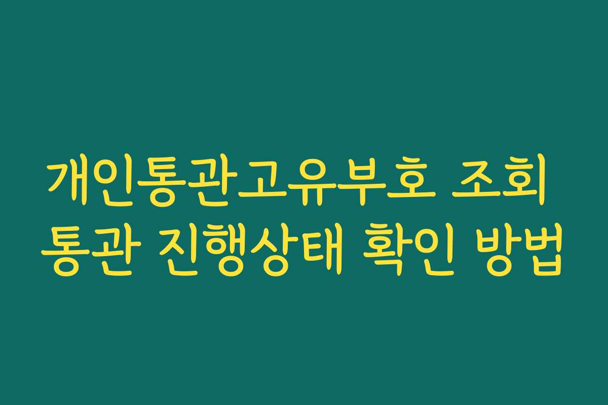개인통관고유부호 조회 통관 진행상태 확인 방법 개인통관고유부호 조회 통관 진행상태 확인 방법