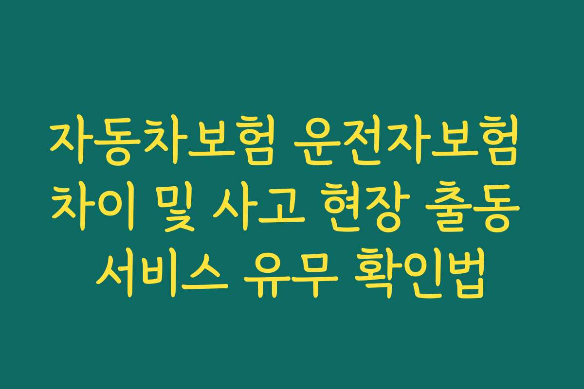 자동차보험 운전자보험 차이 및 사고 현장 출동 서비스 유무 확인법