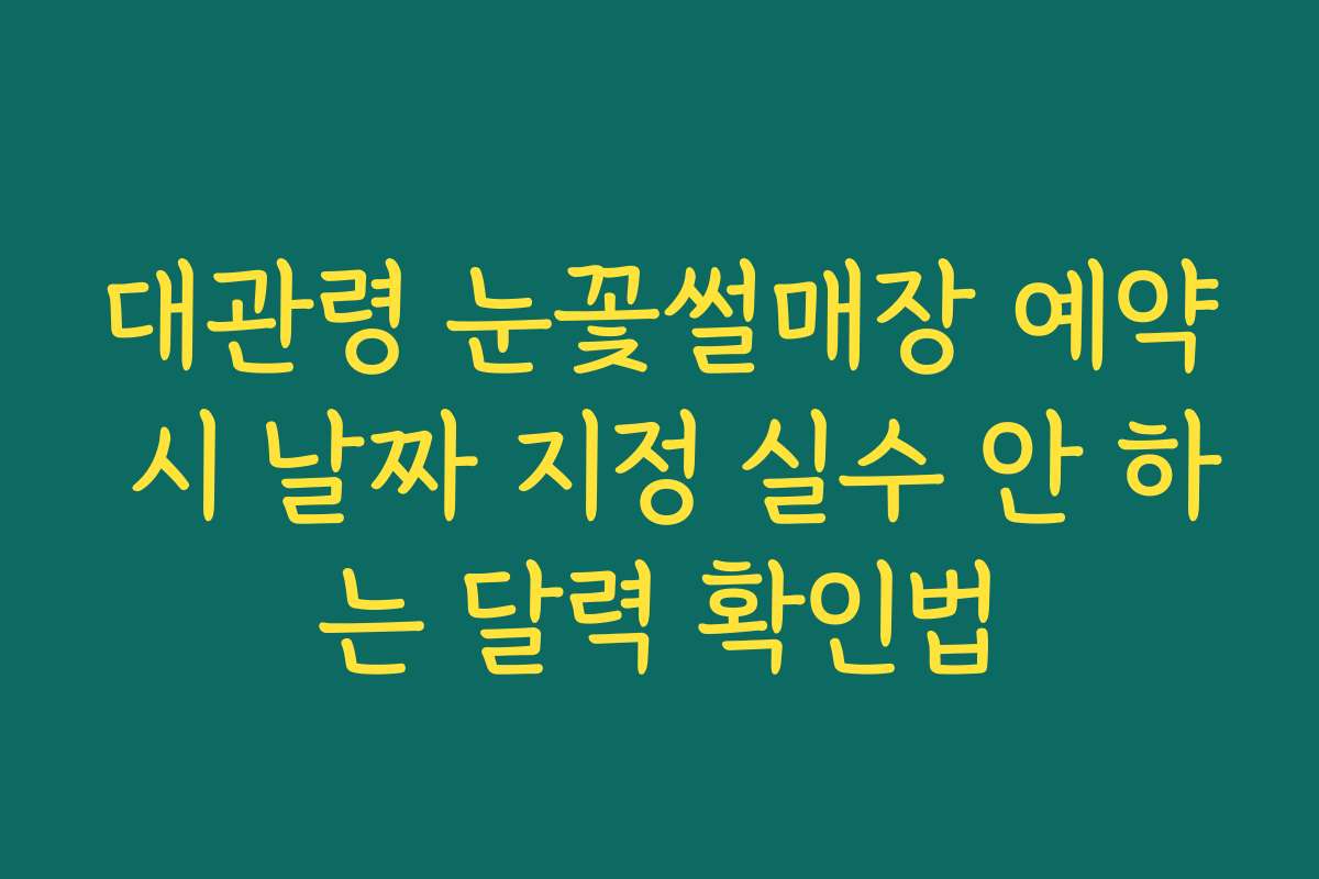 대관령 눈꽃썰매장 예약 시 날짜 지정 실수 안 하는 달력 확인법