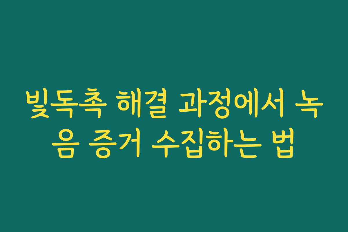 빛독촉 해결 과정에서 녹음 증거 수집하는 법