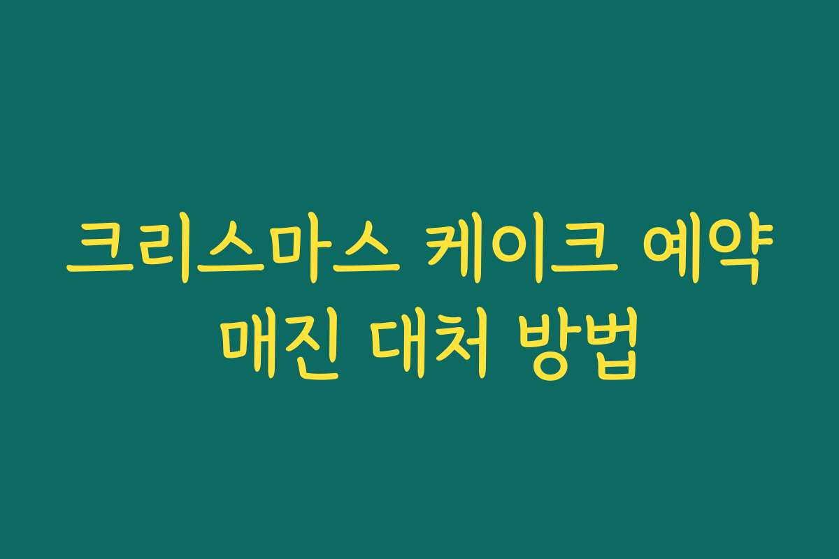 크리스마스 케이크 예약 매진 대처 방법 크리스마스 케이크 예약 매진 대처 방법
