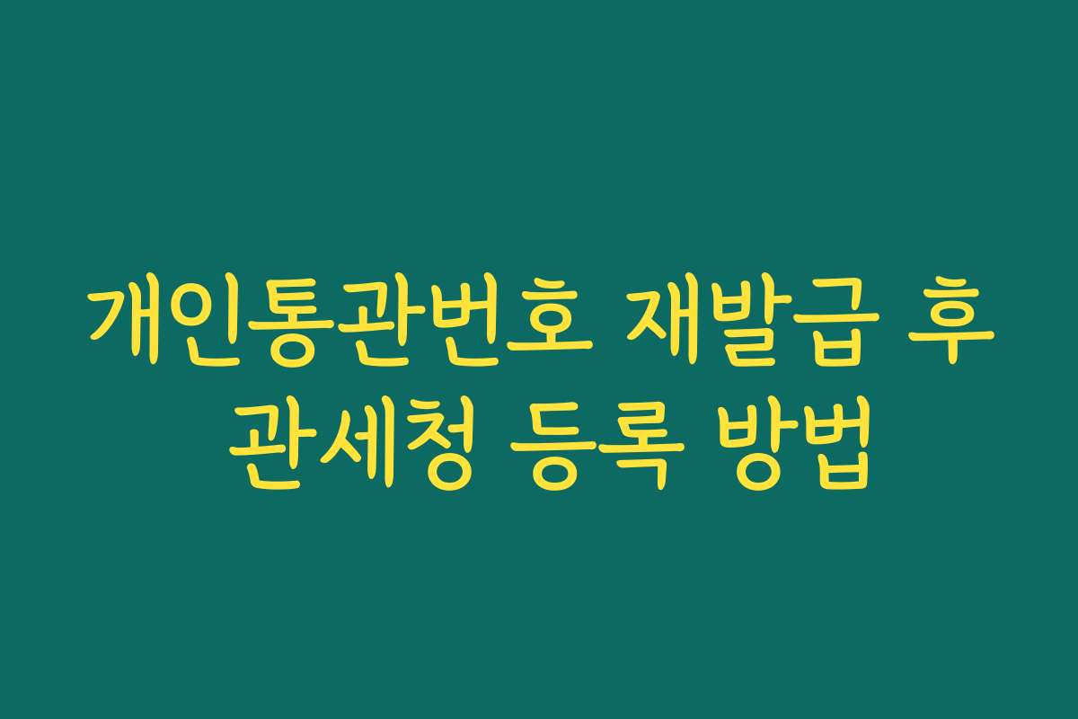개인통관번호 재발급 후 관세청 등록 방법