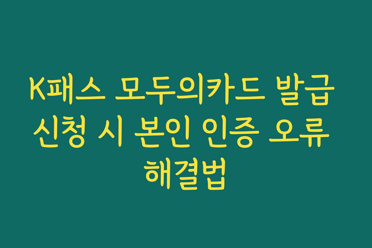 K패스 모두의카드 발급 신청 시 본인 인증 오류 해결법