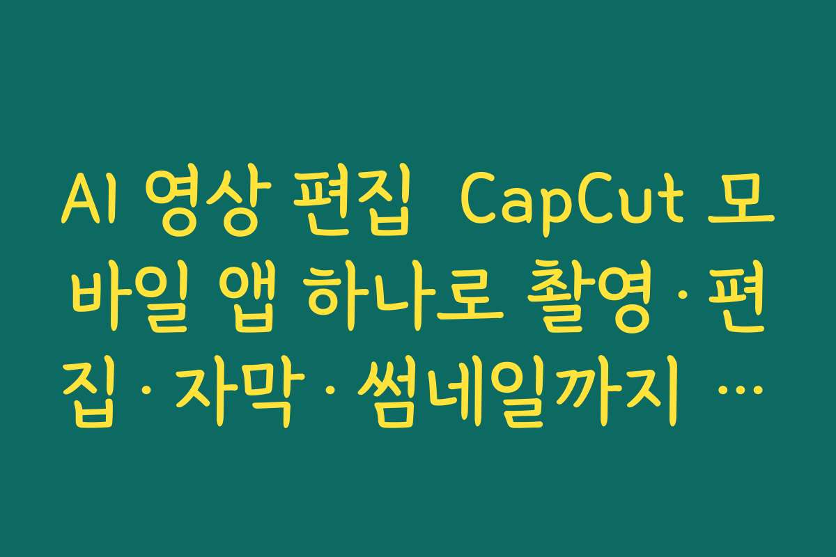 AI 영상 편집  CapCut 모바일 앱 하나로 촬영·편집·자막·썸네일까지 해결하는 방법