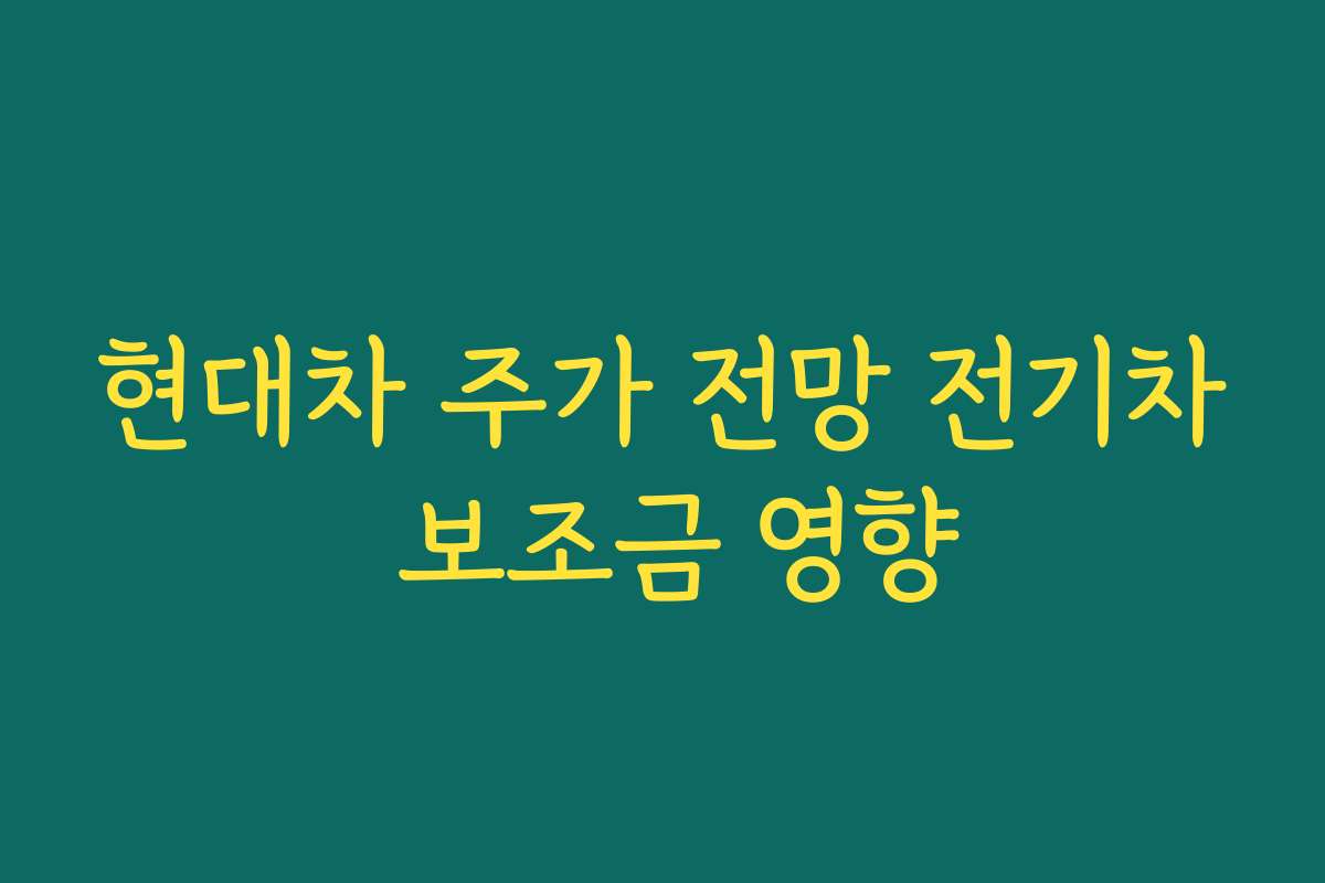 현대차 주가 전망 전기차 보조금 영향 현대차 주가 전망 전기차 보조금 영향